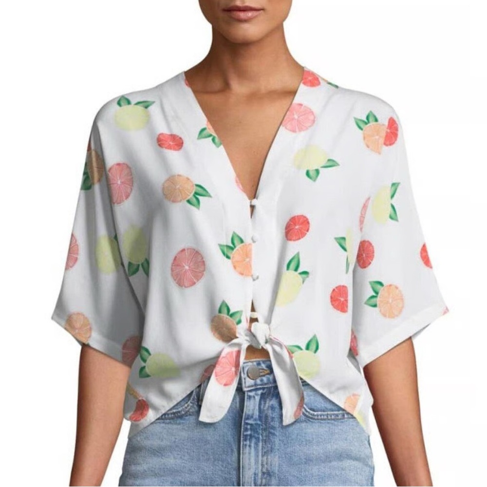 Rails Citrus Tie-Front Blouse